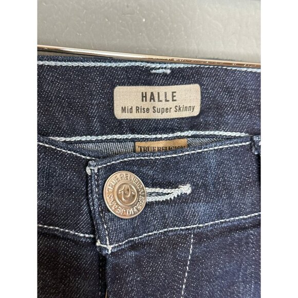 True Religion Halle Women's 29" Super Skinny Mid-Rise Crop Rolled Jeans Lonestar - Picture 6 of 16